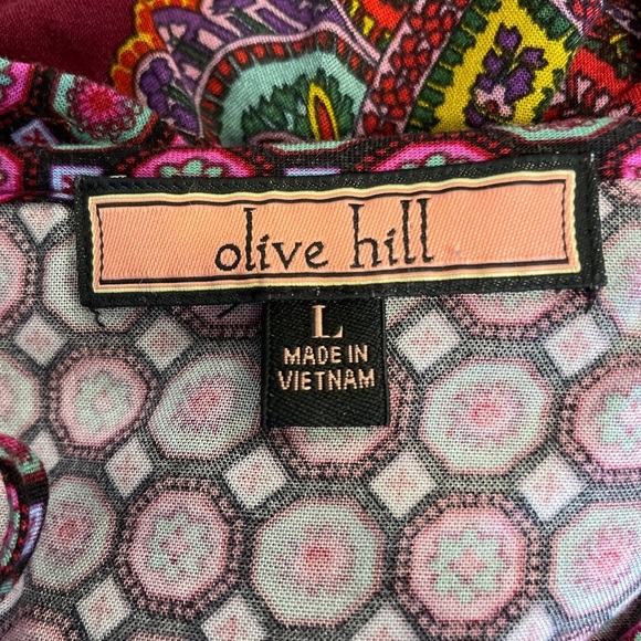 Olive Hill 3/4 sleeve large paisley print blouse size large - Picture 5 of 6